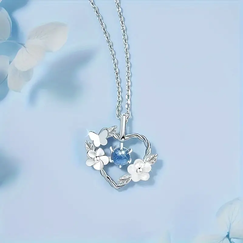 Blue Gem Heart Necklace l Tillsammans för en diabetesfri framtid