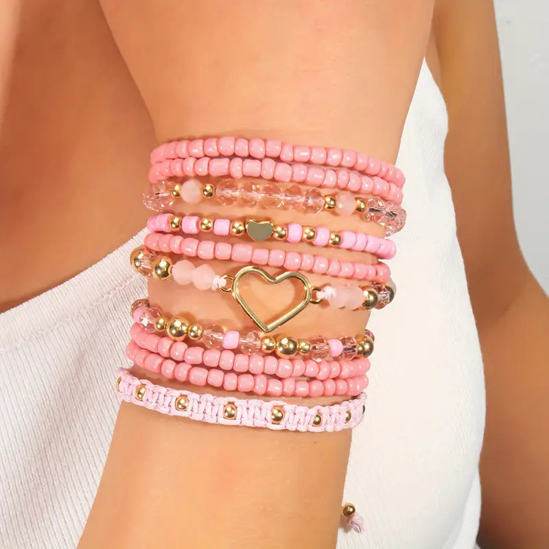 Charmed Heart Bracelet Set | Stöd bröstcancer