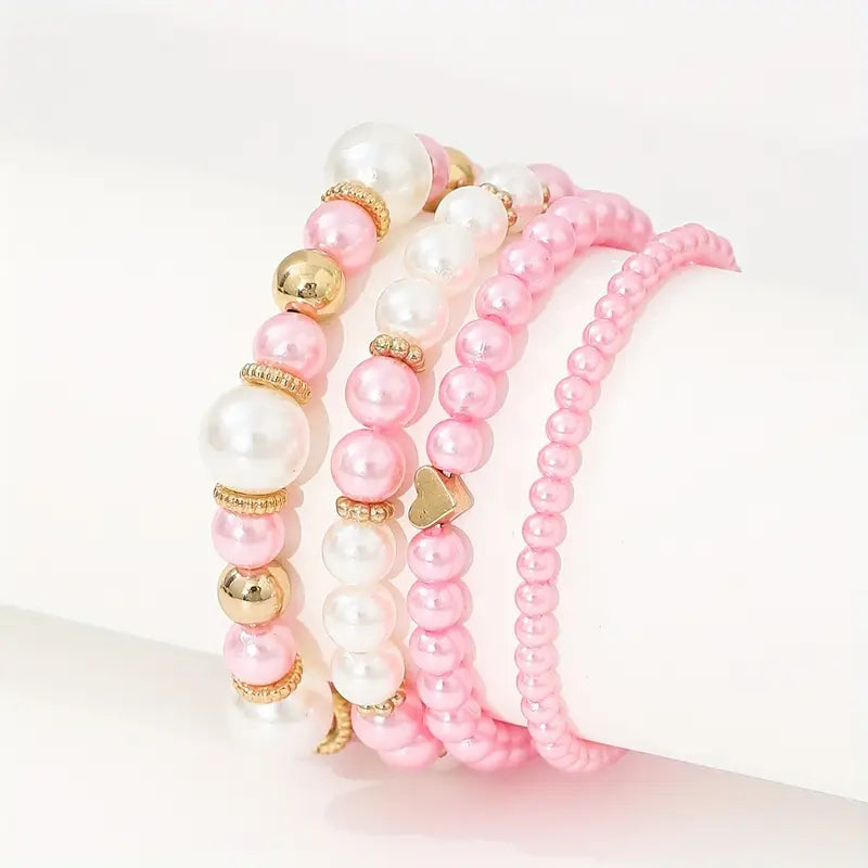 Blush Pearl Bracelet Set | Stöd bröstcancer