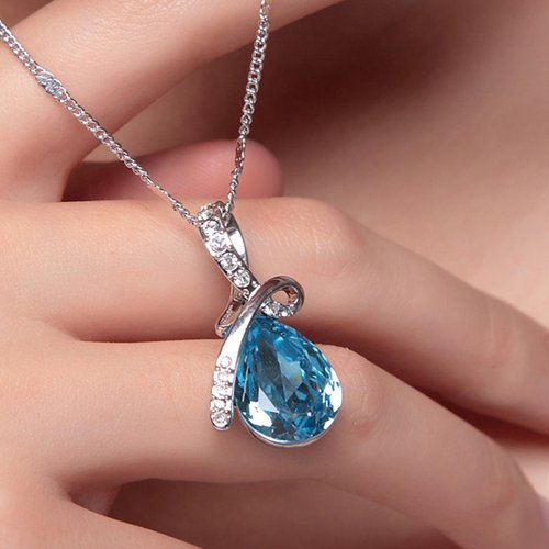 Crystal Blue Dewdrop Necklace | Tillsammans för en diabetesfri framtid