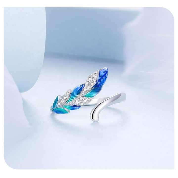 Elegant Feather Crystal Ring l Tillsammans för en diabetesfri framtid